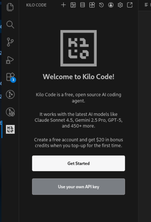 Kilo Code API configuration
